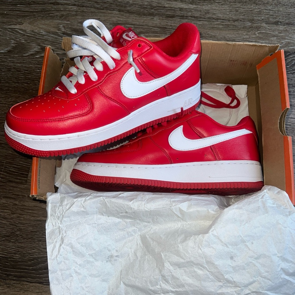 Nike Red and White Sneakers Classic Design